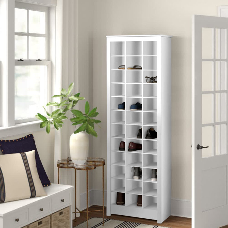 Tall white shoe outlet shelf